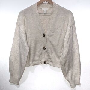H&M wool blend cardigan cream white cropped cardigan oversized women’s small